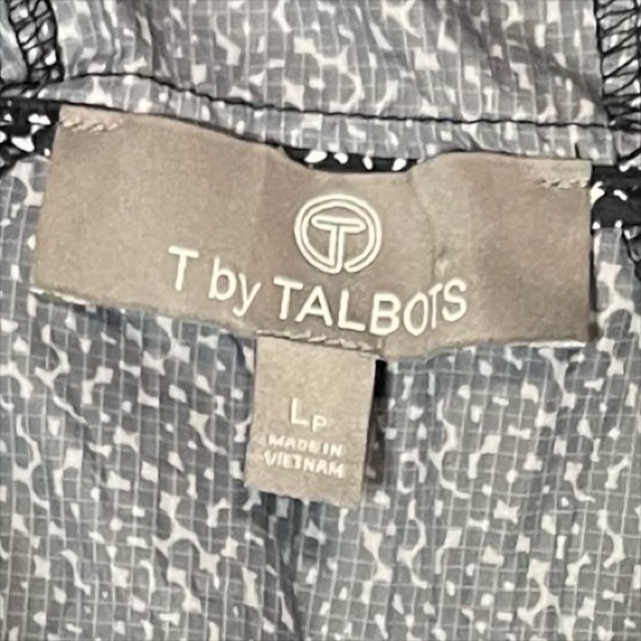 T by Talbots geometric pattern hooded windbreaker jacket size LP Large Petite - Picture 6 of 7